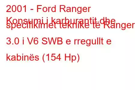 2001 - Ford Ranger
Konsumi i karburantit dhe specifikimet teknike të Ranger I 3.0 i V6 SWB e rregullt e kabinës (154 Hp)