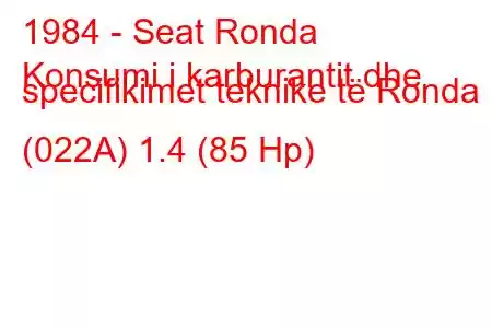 1984 - Seat Ronda
Konsumi i karburantit dhe specifikimet teknike të Ronda (022A) 1.4 (85 Hp)