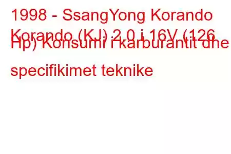 1998 - SsangYong Korando
Korando (KJ) 2.0 i 16V (126 Hp) Konsumi i karburantit dhe specifikimet teknike