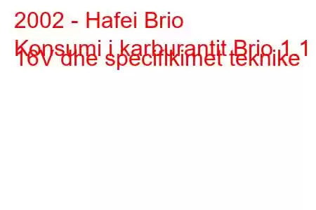 2002 - Hafei Brio
Konsumi i karburantit Brio 1.1 i 16V dhe specifikimet teknike