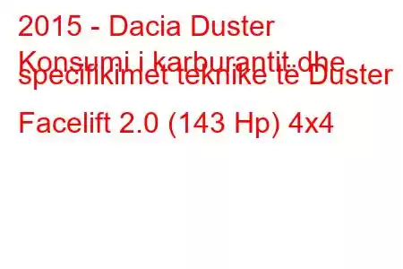 2015 - Dacia Duster
Konsumi i karburantit dhe specifikimet teknike të Duster I Facelift 2.0 (143 Hp) 4x4