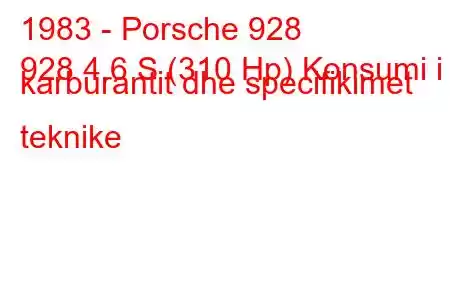 1983 - Porsche 928
928 4.6 S (310 Hp) Konsumi i karburantit dhe specifikimet teknike