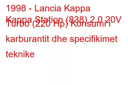 1998 - Lancia Kappa
Kappa Station (838) 2.0 20V Turbo (220 Hp) Konsumi i karburantit dhe specifikimet teknike