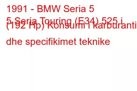 1991 - BMW Seria 5
5 Seria Touring (E34) 525 i (192 Hp) Konsumi i karburantit dhe specifikimet teknike