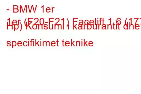 - BMW 1er
1er (F20-F21) Facelift 1.6 (177 Hp) Konsumi i karburantit dhe specifikimet teknike