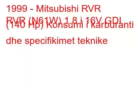 1999 - Mitsubishi RVR
RVR (N61W) 1.8 i 16V GDI (140 Hp) Konsumi i karburantit dhe specifikimet teknike