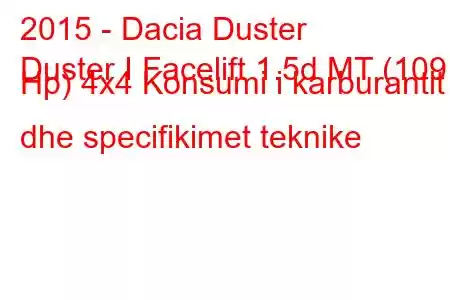 2015 - Dacia Duster
Duster I Facelift 1.5d MT (109 Hp) 4x4 Konsumi i karburantit dhe specifikimet teknike