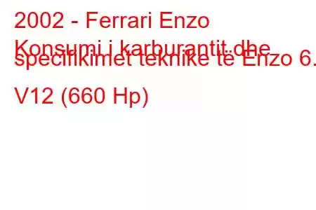 2002 - Ferrari Enzo
Konsumi i karburantit dhe specifikimet teknike të Enzo 6.0 V12 (660 Hp)