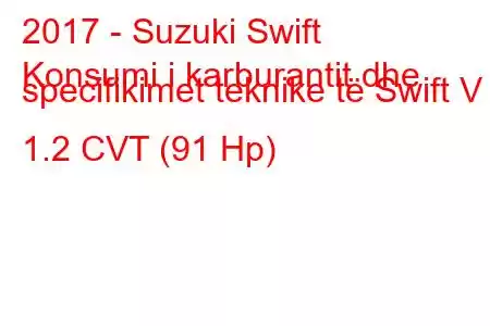 2017 - Suzuki Swift
Konsumi i karburantit dhe specifikimet teknike të Swift V 1.2 CVT (91 Hp)