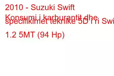 2010 - Suzuki Swift
Konsumi i karburantit dhe specifikimet teknike 5D i ri Swift 1.2 5MT (94 Hp)