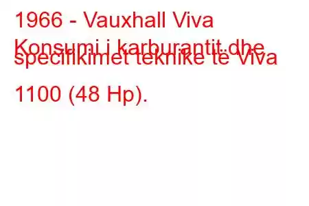 1966 - Vauxhall Viva
Konsumi i karburantit dhe specifikimet teknike të Viva 1100 (48 Hp).