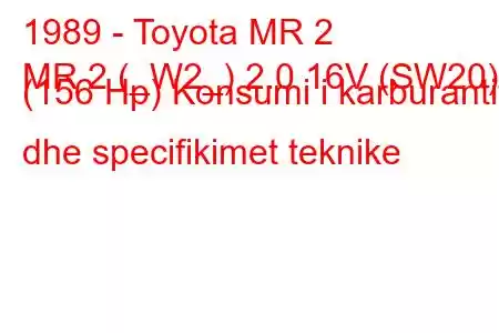 1989 - Toyota MR 2
MR 2 (_W2_) 2.0 16V (SW20) (156 Hp) Konsumi i karburantit dhe specifikimet teknike