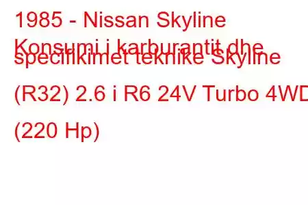 1985 - Nissan Skyline
Konsumi i karburantit dhe specifikimet teknike Skyline (R32) 2.6 i R6 24V Turbo 4WD (220 Hp)