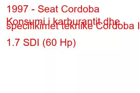 1997 - Seat Cordoba
Konsumi i karburantit dhe specifikimet teknike Cordoba I 1.7 SDI (60 Hp)