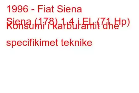 1996 - Fiat Siena
Siena (178) 1.4 i EL (71 Hp) Konsumi i karburantit dhe specifikimet teknike