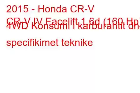 2015 - Honda CR-V
CR-V IV Facelift 1.6d (160 Hp) 4WD Konsumi i karburantit dhe specifikimet teknike