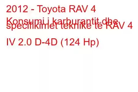 2012 - Toyota RAV 4
Konsumi i karburantit dhe specifikimet teknike të RAV 4 IV 2.0 D-4D (124 Hp)