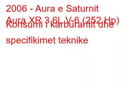 2006 - Aura e Saturnit
Aura XR 3.6L V-6 (252 Hp) Konsumi i karburantit dhe specifikimet teknike