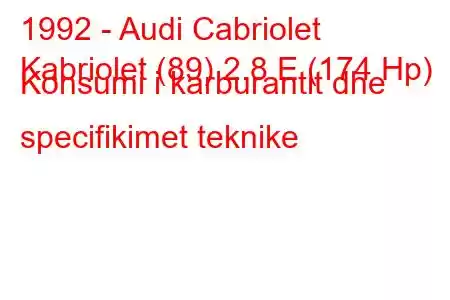 1992 - Audi Cabriolet
Kabriolet (89) 2.8 E (174 Hp) Konsumi i karburantit dhe specifikimet teknike