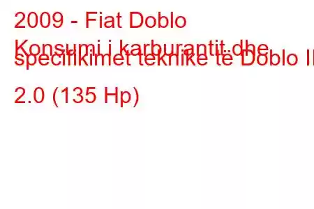 2009 - Fiat Doblo
Konsumi i karburantit dhe specifikimet teknike të Doblo II 2.0 (135 Hp)