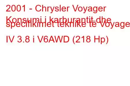 2001 - Chrysler Voyager
Konsumi i karburantit dhe specifikimet teknike të Voyager IV 3.8 i V6AWD (218 Hp)