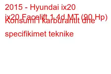 2015 - Hyundai ix20
ix20 Facelift 1.4d MT (90 Hp) Konsumi i karburantit dhe specifikimet teknike