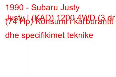 1990 - Subaru Justy
Justy I (KAD) 1200 4WD (3 dr) (74 Hp) Konsumi i karburantit dhe specifikimet teknike