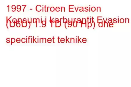 1997 - Citroen Evasion
Konsumi i karburantit Evasion (U6U) 1.9 TD (90 Hp) dhe specifikimet teknike