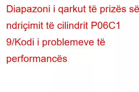 Diapazoni i qarkut të prizës së ndriçimit të cilindrit P06C1 9/Kodi i problemeve të performancës