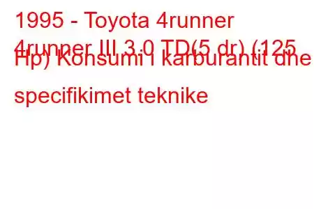 1995 - Toyota 4runner
4runner III 3.0 TD(5 dr) (125 Hp) Konsumi i karburantit dhe specifikimet teknike