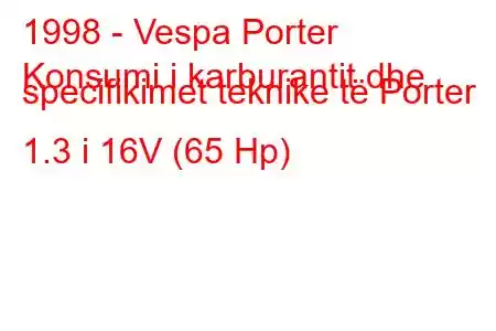 1998 - Vespa Porter
Konsumi i karburantit dhe specifikimet teknike të Porter 1.3 i 16V (65 Hp)