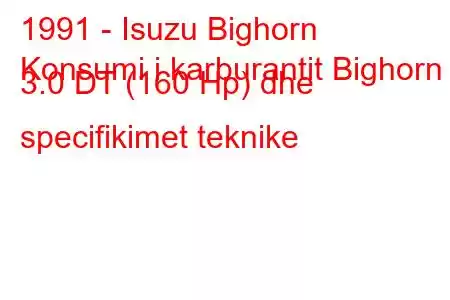 1991 - Isuzu Bighorn
Konsumi i karburantit Bighorn II 3.0 DT (160 Hp) dhe specifikimet teknike