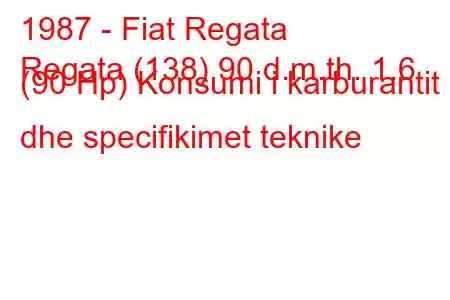 1987 - Fiat Regata
Regata (138) 90 d.m.th. 1.6 (90 Hp) Konsumi i karburantit dhe specifikimet teknike