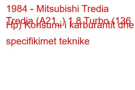 1984 - Mitsubishi Tredia
Tredia (A21_) 1.8 Turbo (136 Hp) Konsumi i karburantit dhe specifikimet teknike