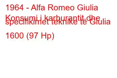 1964 - Alfa Romeo Giulia
Konsumi i karburantit dhe specifikimet teknike të Giulia 1600 (97 Hp)