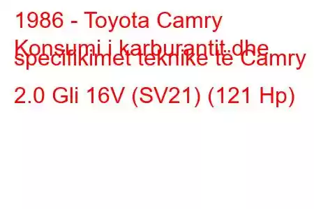 1986 - Toyota Camry
Konsumi i karburantit dhe specifikimet teknike të Camry II 2.0 Gli 16V (SV21) (121 Hp)