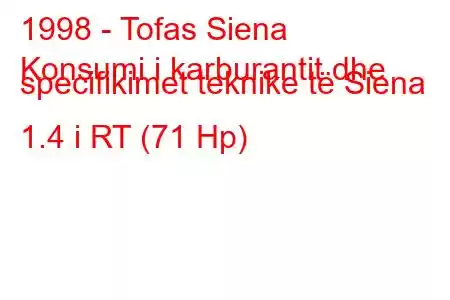 1998 - Tofas Siena
Konsumi i karburantit dhe specifikimet teknike të Siena 1.4 i RT (71 Hp)