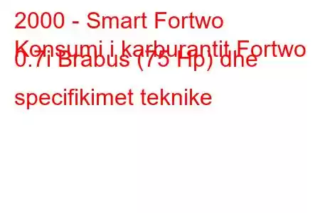 2000 - Smart Fortwo
Konsumi i karburantit Fortwo 0.7i Brabus (75 Hp) dhe specifikimet teknike