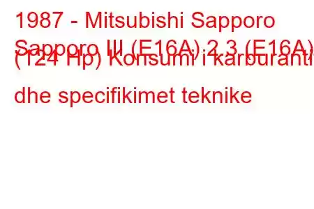 1987 - Mitsubishi Sapporo
Sapporo III (E16A) 2.3 (E16A) (124 Hp) Konsumi i karburantit dhe specifikimet teknike