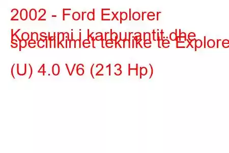 2002 - Ford Explorer
Konsumi i karburantit dhe specifikimet teknike të Explorer (U) 4.0 V6 (213 Hp)