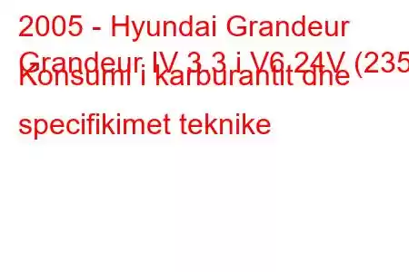 2005 - Hyundai Grandeur
Grandeur IV 3.3 i V6 24V (235) Konsumi i karburantit dhe specifikimet teknike