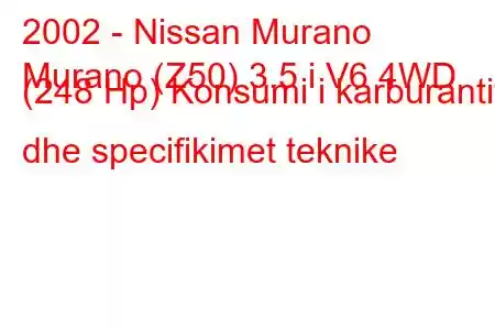 2002 - Nissan Murano
Murano (Z50) 3.5 i V6 4WD (248 Hp) Konsumi i karburantit dhe specifikimet teknike