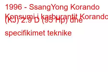 1996 - SsangYong Korando
Konsumi i karburantit Korando (KJ) 2.9 D (95 Hp) dhe specifikimet teknike