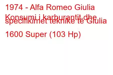 1974 - Alfa Romeo Giulia
Konsumi i karburantit dhe specifikimet teknike të Giulia 1600 Super (103 Hp)