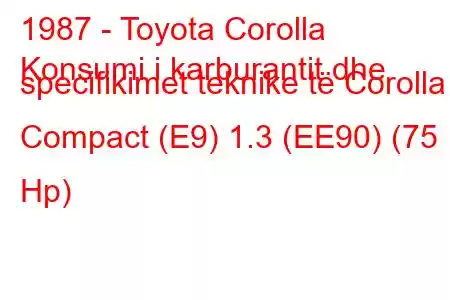 1987 - Toyota Corolla
Konsumi i karburantit dhe specifikimet teknike të Corolla Compact (E9) 1.3 (EE90) (75 Hp)