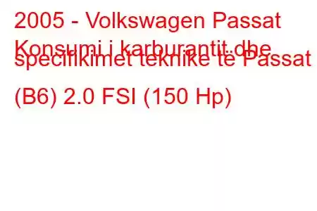 2005 - Volkswagen Passat
Konsumi i karburantit dhe specifikimet teknike të Passat (B6) 2.0 FSI (150 Hp)