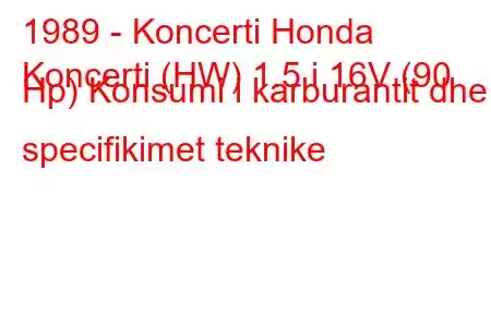 1989 - Koncerti Honda
Koncerti (HW) 1.5 i 16V (90 Hp) Konsumi i karburantit dhe specifikimet teknike