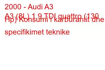 2000 - Audi A3
A3 (8L) 1.9 TDI quattro (130 Hp) Konsumi i karburantit dhe specifikimet teknike