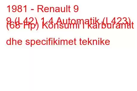 1981 - Renault 9
9 (L42) 1.4 Automatik (L423) (68 Hp) Konsumi i karburantit dhe specifikimet teknike