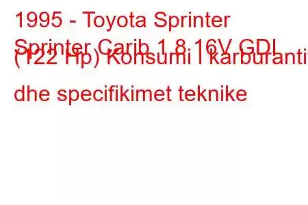 1995 - Toyota Sprinter
Sprinter Carib 1.8 16V GDI (122 Hp) Konsumi i karburantit dhe specifikimet teknike